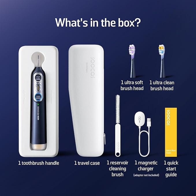 Soocas NEOS II Ultra – Electric Toothbrush with Water Flosser Combo, 3-in-1: Flosses, Vibrates and Oscillates, Flossing Toothbrush for Adults, Cordless Water Flosser for Travel, Midnight Blue