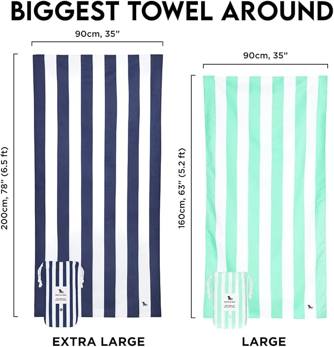 Dock & Bay Beach Towel - Quick Dry, Sand Free - Compact, Lightweight - 100% Recycled - Includes Bag - Cabana Light - Lombok Lilac - Extra Large (200x90cm, 78x35)