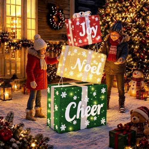 Jumbo Gift Box Outdoor Christmas Decoration with Timer&Remote Control