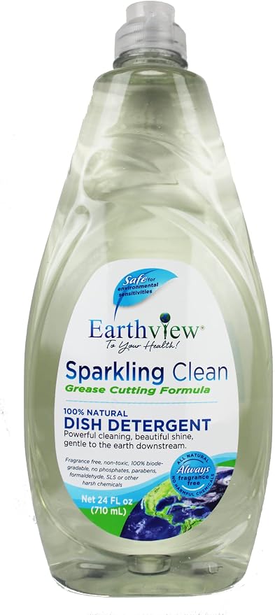 Fragrance Free Liquid Dish Soap, 24 Fl Oz | For Environmental Sensitivities | (MCS, EI, MI, SLS free, Sensitive Skin, Unscented, Plant/Mineral-Derived, Eco-Friendly, No Harsh Chemicals)