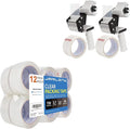 JARLINK Packing Tape Dispenser Gun (2 Pack) with 2 Rolls Tape Bundle with Packing Tape (12 Rolls) for Shipping Packaging Moving Sealing
