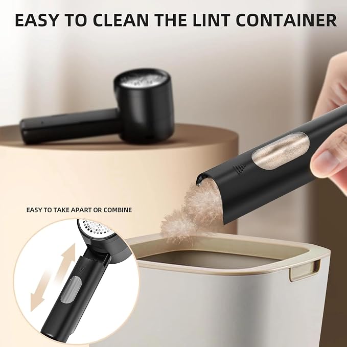 Fabric Shaver Lint Remover, Rechargeable Lint Shaver, Electric Sweater Defuzzer with 3 Speeds, 6 Blades, Digital LED Display to Remove Pilling for Clothes, Furniture, Couch, Blanket (Color : Black)