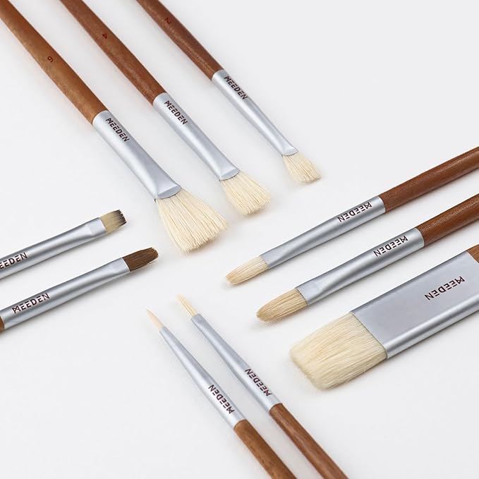 MEEDEN Artist Oil Paint Brush Set: 10 Pcs Hog Bristle Art Paint Brushes - Professional Oil Paint Brushes with Wood Long Handle - Perfect for Adults Canvas Painting