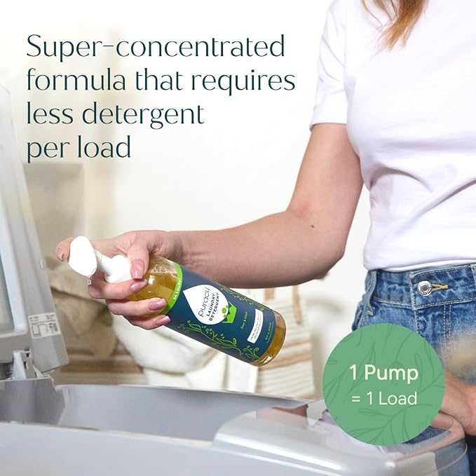 Puracy Laundry Detergent - Enzyme-Powered Liquid Laundry Detergent Concentrate, Natural Laundry Detergent Seen on TikTok, Non-Toxic (Free & Clear, 16 fl oz, 64 Loads)
