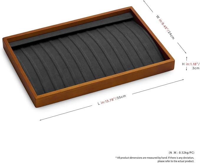 Oirlv Wood 13 Grids Necklace/Bracelet/Pendant Display Tray Jewelry Drawer Organizer Stackable Jewelry Trays(Grey)