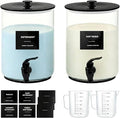 Glass Laundry Detergent Dispenser,1 Gallon Large Liquid Soap,2 Pack(Black) | Complete borosilicate jars set with leakproof spigots, protective silicone mats, minimalist labels, and dosing cups.