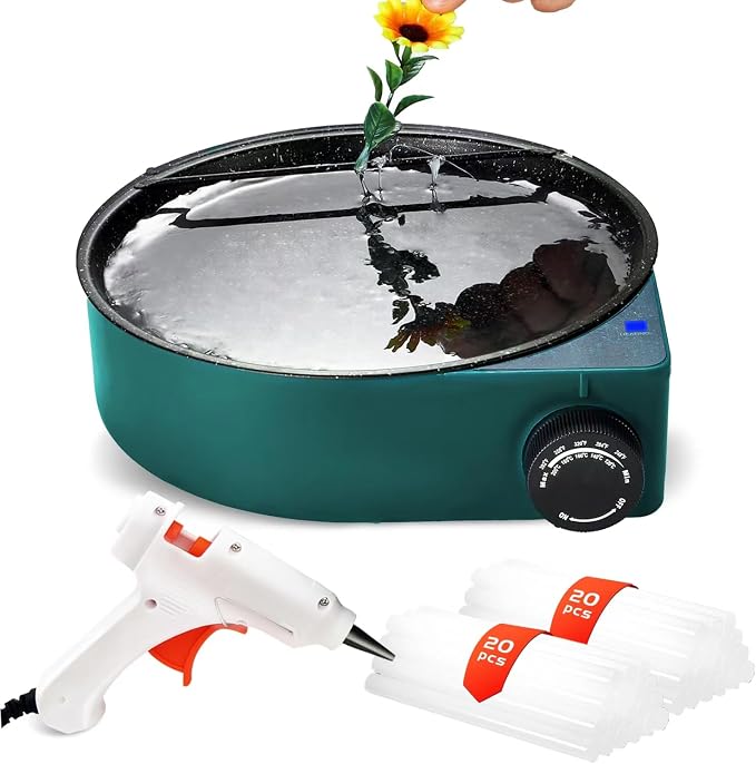 Hot Glue Pot for Crafts with 20W Mini Glue Gun & 40 Sticks, Glue Pots for Crafting Featuring Dip & Coat Design Eliminates Trigger Fatigue, 2-in-1 System for Bulk DIY & Precision Floral Art