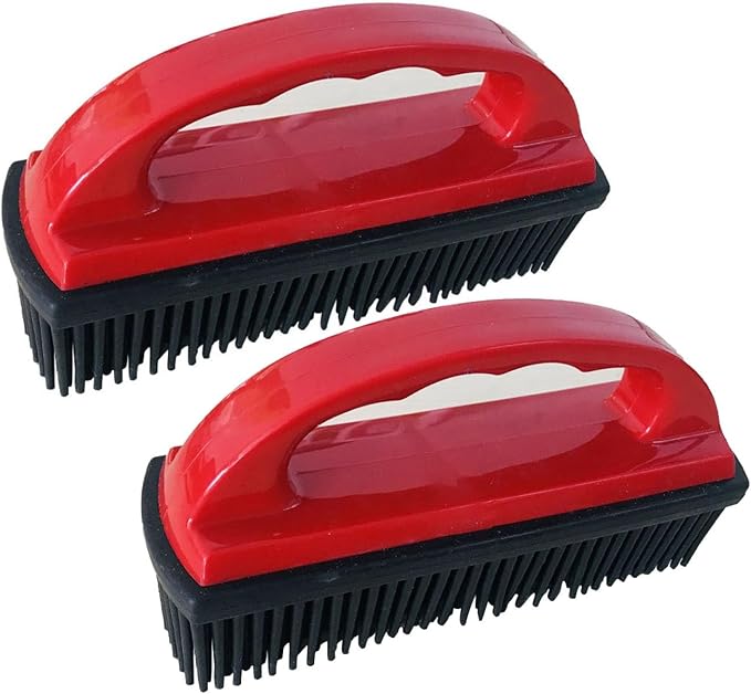 Handheld Pet Hair Removal Brush Reusable Lint Remover | Soft Electrostatic Bristle Cleaner for Carpet Sofa Clothes Dog Cat Fur(Red)