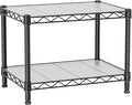 Golpart Small 2 Tier Shelves Storage Wire Shelving Unit Metal Shelf Adjustable Organizers Storage Shelving with Wheels for Bathroom Laundry Room Kitchen Pantry11.7”D x 17.7”W x 12.2”H Black