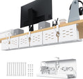 KEEGH 16" Under Desk Cable Management Tray, No Drill Clamp Mount, Extra Large Desk Cord Organizer Upgrade Capacity, Cord Management Tray for Home Office, Gaming Desk, Standing Desk,White, 3 Pack