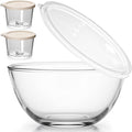 Large Glass Bowl for Sourdough Bread Making with Lid, 5Quart Deep Big Glass Bowl Large Salad Bowl with 8oz Small Bowls (clear)