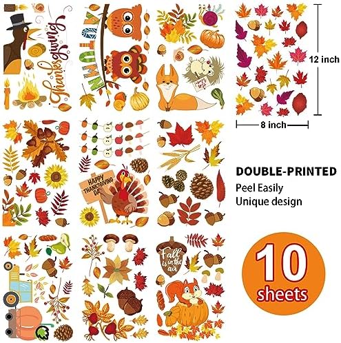 Fall Window Clings for Glass Thanksgiving Autumn Clings Decor for Windows