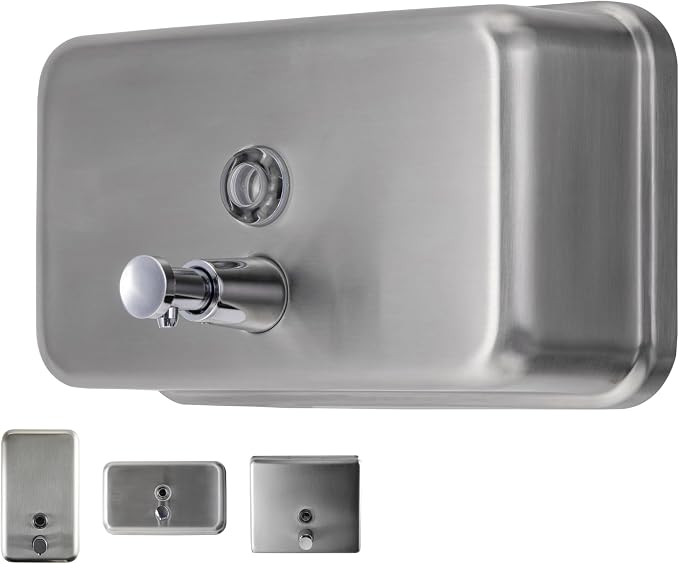 Horizontal Commercial Soap Dispenser Wall Mount, 304 Stainless Steel & Solid Brass Pump Core, Hand Soap Dispenser with Corrosion-Proof Lining for Bathrooms & Kitchens, 37oz/1100ml ADA Compliant