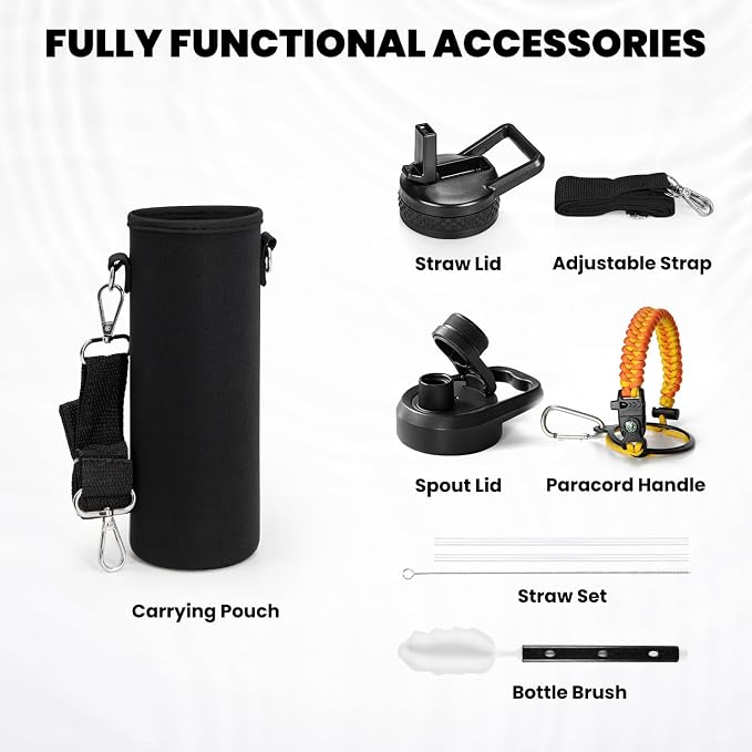 RAYMYLO Insulated Water Bottle 20 oz, Triple Wall Vacuum Stainless Steel (Cold for 24Hrs, Hot for 12Hrs), Leak Proof & Non-BPA, Modern Water Bottle Jug for School with Straw Spout Lids