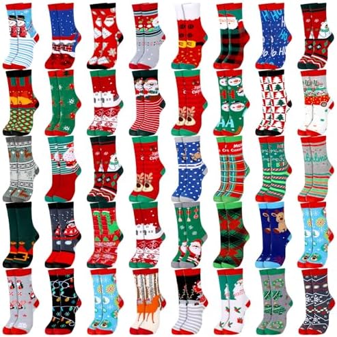 Jeyiour 36 Pcs Women Christmas Socks Fuzzy Soft Crew Xmas