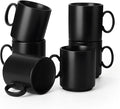 vancasso Porcelain Coffee Mugs Set of 6, 12 Oz Black Coffee Cups for Latte, Cappuccino, Tea & Hot Cocoa, Sleek Modern Café Style for Home, Office & Coffee Bar, Microwave & Dishwasher Safe