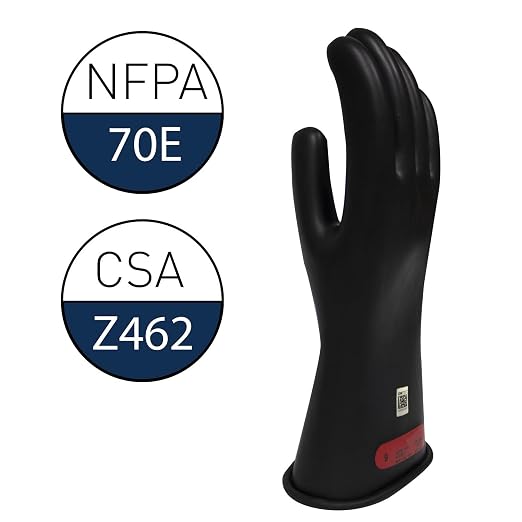 Enespro Class 0 Black Rubber Voltage Insulating Gloves, Max. Use Voltage 1000V AC/1500V DC, GC0B12