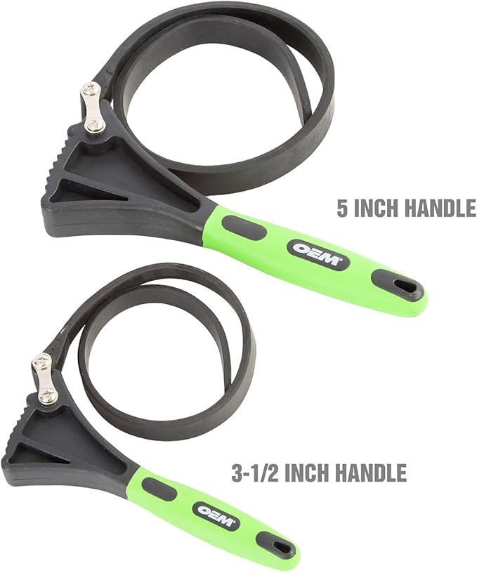 OEMTOOLS Rubber Strap Wrench Set, 2 Piece Adjustable Oil Filter Wrench for Pipes, Faucets, Jar Opener, Plumbing and Automotive Oil Filter Removal Tool