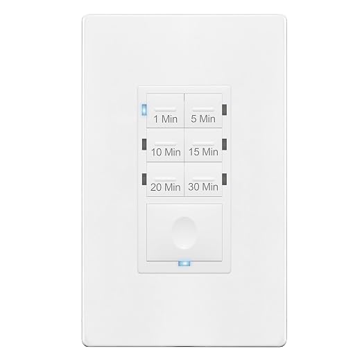 ENERLITES Countdown Timer Switch for Bathroom Fans and Lights, 1-30 Min, Neutral Wire Required, UL Listed, White