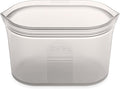 Zip Top Reusable Food Storage Bags | Medium Dish [Gray] | Silicone Meal Prep Container | Microwave, Dishwasher and Freezer Safe | Made in the USA
