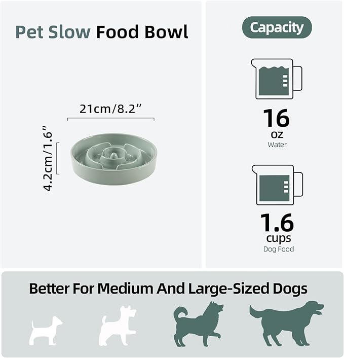 Havniva Dog Bowls Slow Feeder, Ceramic Slow Feeder Dog Bowls for Fast Eater | 1.6 Cups Dog Food Bowl Puzzle Feeder, Slow Feeding Bowls for Medium Breed, Non-Slip Base, Anti-Choking