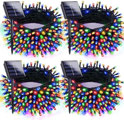 Solar Christmas Lights Outdoor 4 Pack 152FT 400LED String Lights Multicolor
