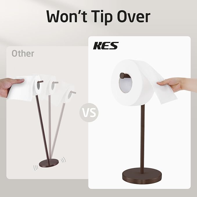 KES Bronze Toilet Paper Holder Stand, Toilet Roll Holder Free Standing with Heavy Base, 18/8 Stainless Steel, BPH283S1-BB