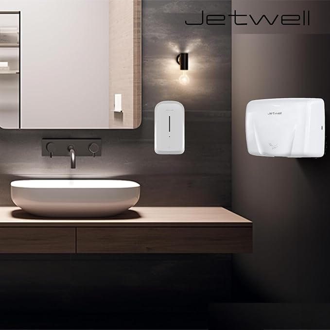 JETWELL High Speed Commercial Automatic Hand Dryer - Heavy Duty Stainless Steel Hand Dryer - Warm Wind Hand Blower