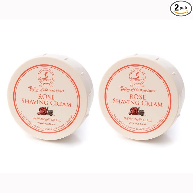 Taylor of Old Bond Street Rose Fragrance Shaving Cream Bowl 150g (2-Pack) – Rich Lather for Traditional Shaving