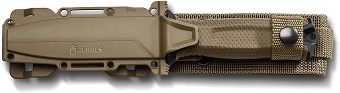 Gerber Gear StrongArm Knife - Fixed Blade - Tactical Knife for Survival Gear - Full Tang, 420HC Steel Blade - Camping Survival Knife - Made in USA - Plain edge, Coyote Brown