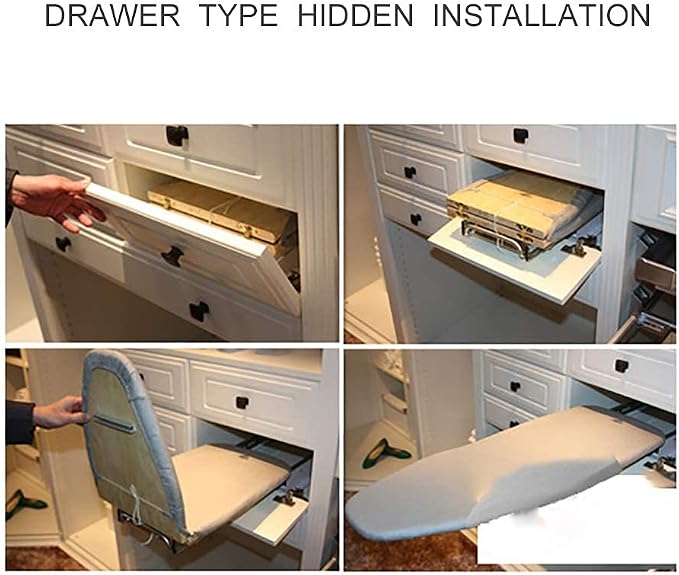 Hiding Ironing Board Foldable Ironing Station in Cabinet for Apartment & Small Room | Sturdy Folding Board, Easy-Release Lever 11.8 (W) x 5.5 (H) x Length 16.9 (L) White