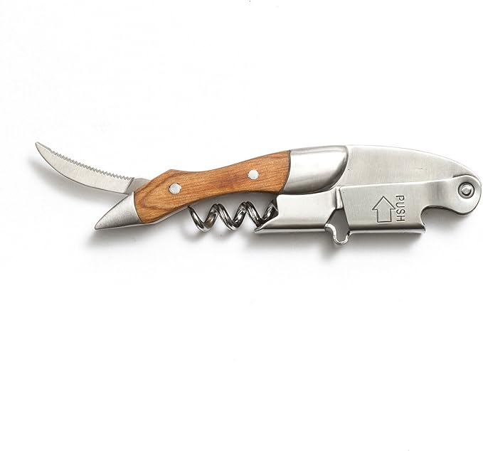 Prestige Waiters Corkscrew By Coutale Sommelier - Naturalwood - Handmade and Sustainable Pinewood Crate - French Patented Spring-Loaded Double Lever Wine Bottle Opener for Bartenders and Gifts