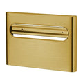 Stardrix Slim Brushed Gold Stainless Steel Toilet Seat Cover Dispenser – Designer Wall-Mount Holder with Curved Edges and Large Capacity for Single or 1/2 Fold Covers, Aesthetic and Modern Look
