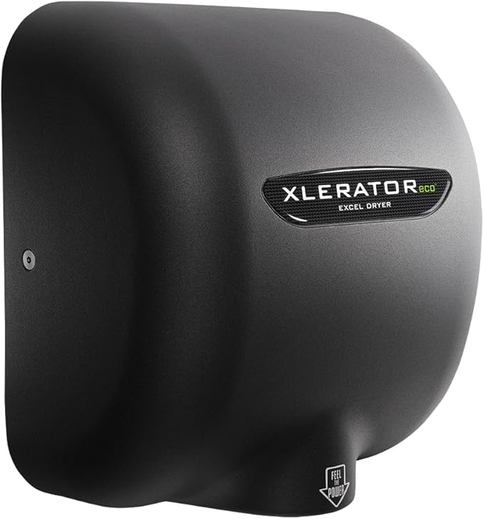 Excel Hand Dryer XLERATOR XL-GR-ECO Automatic, Surface-Mounted, Cast Cover, Textured Graphite Epoxy Paint, 110-120 Volt Standard Nozzle