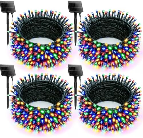 4 Pack 400LED Solar Christmas Lights Outdoor Waterproof, Multicolor 160 FT