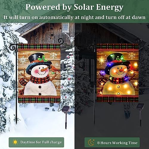 Lighted Christmas Snowman Garden Flag Outdoor Decor, 28x40 In