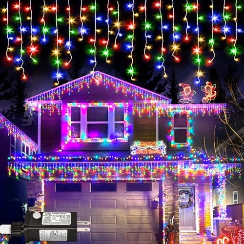 Colored Christmas Lights Outdoor, 33ft 400 LED Icicle Lights for Outside