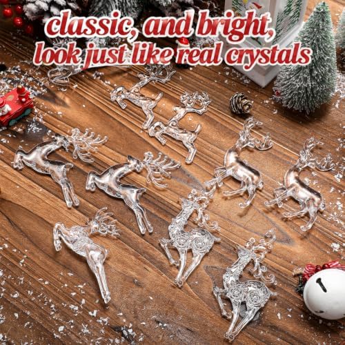 Syhood 100 Pcs Crystal Christmas Tree Ornaments, Reindeer