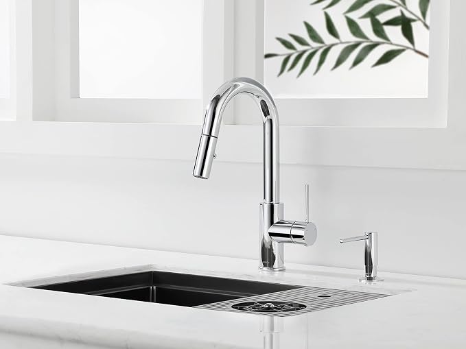 AguaStella ASF026CH Built in Soap Dispenser Chrome for Kitchen Sink with Soap Bottle Countertop Pump
