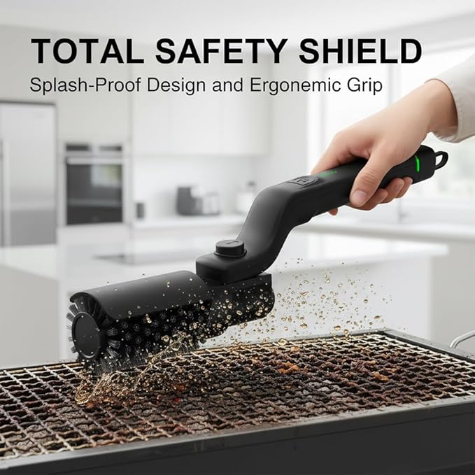 Electric Grill Brush Cleaner for Outdoor Grill, 3 Speed Adjustable Electric BBQ Grill Brush with Cordless Rechargeable Battery, Rotary Cleaning Head BBQ Grill Cleaner Tool
