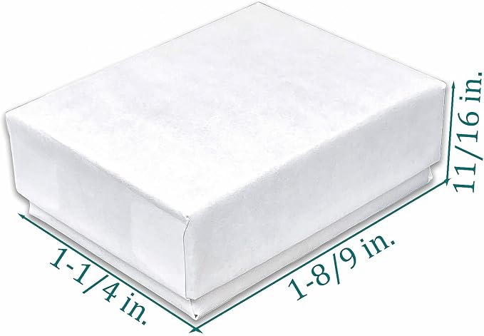 TheDisplayGuys - 25-Pack #10 Cotton Filled Cardboard Paper Jewelry Boxes Gift Case - Matte White (1.9" x 1.3" x 0.7") - for Shipping or Storage