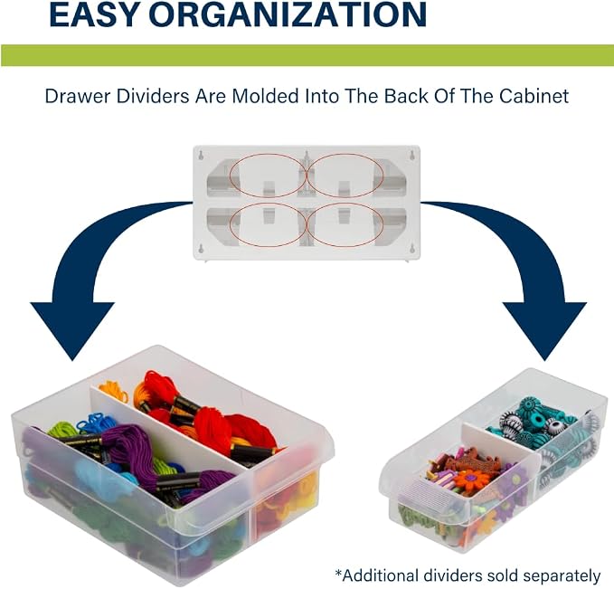 Akro-Mils 26-Drawer Plastic Drawer Storage Cabinet for Garage Organization, Bead Organizer, Building Bricks Storage, Teacher Toolbox, Makeup Organizer, 20-Inch W x 6-Inch D x 10-Inch H, 10124 White