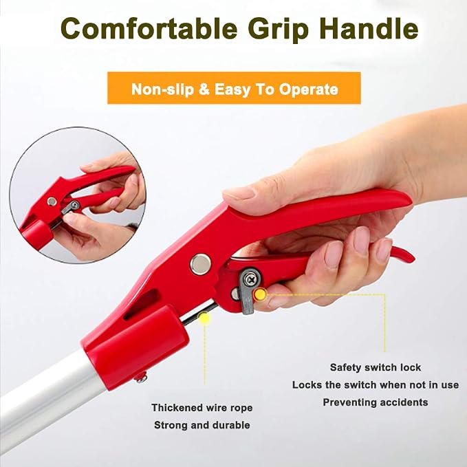 Extendable Snake Tong Reptile Grabber Rattle Snake Catcher Wide Jaw Handling Tool with Lock and Comfortable Grip(Include Snake Bag) (60 inches Extendable Snake Tong)