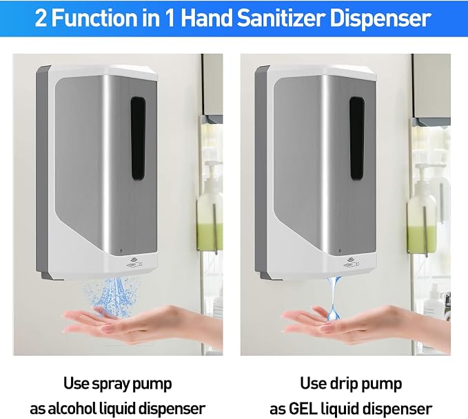 Automatic Hand Sanitizer Dispenser, Jewaytec 1000ML Wall Mounted Stainless Soap Dispenser Touchless Auto Liquid Dispenser for Office, Home, Restaurant