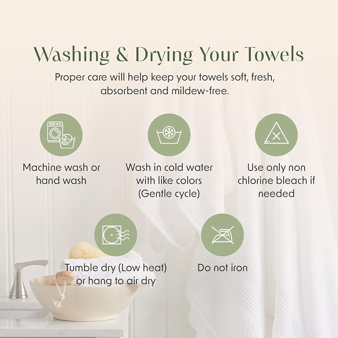 Springtree Home 100% Cotton Bath Towel Set | 6-Piece Set | Textured | Beige | Absorbent & Quick-Dry Bathroom Towels | Textured and Durable Cotton Towels for Bathroom | OEKO-TEX | Krista Collection
