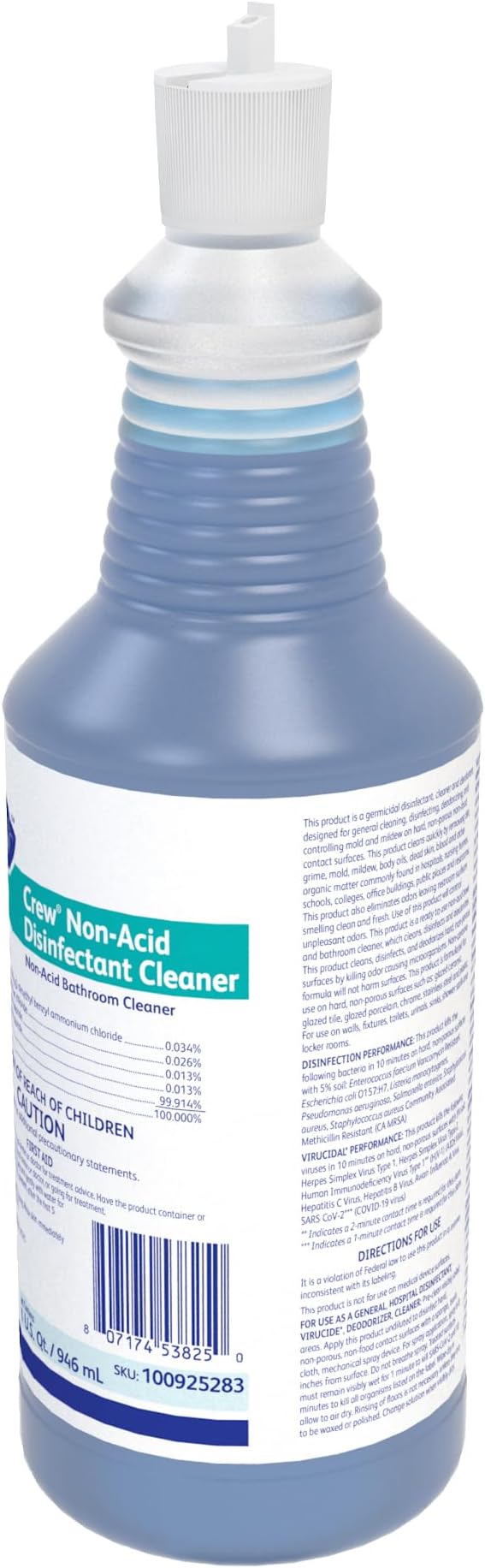 CREW Diversey 100925283 Neutral Non-Acid Bowl & Bathroom Disinfectant, 32 oz Squeeze Bottle, 12/CT | Ready to Use, Fresh Scent, Toilet Bowls, Urinals, Shower Rooms, Locker Rooms, Hard non-porous Surfaces