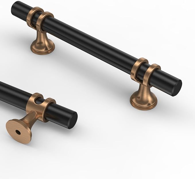 Asidrama 30 Pack 3 Inch(76mm) Champagne Bronze and Matte Black Cabinet Pulls Heavy-Duty Solid Kitchen Cabinet Handles Black Drawer Hardware for Bathrooms Cabinets