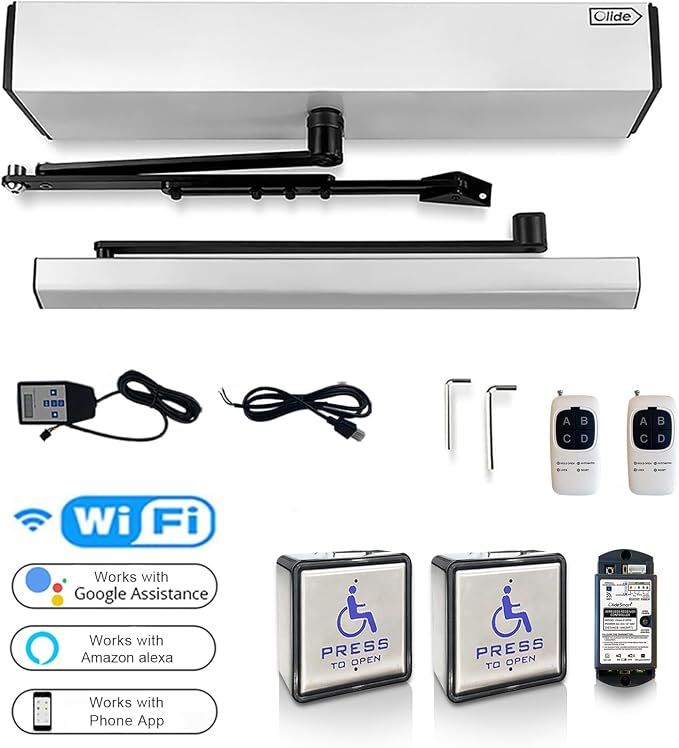 Handicap Door Opener for Disabled People, Low Energy ADA Swing Door Operator with Stainless Steel Handicap Push Buttons