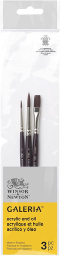 Winsor & Newton Galeria Acrylic Brush Pack, Short Handle, 3 Pack