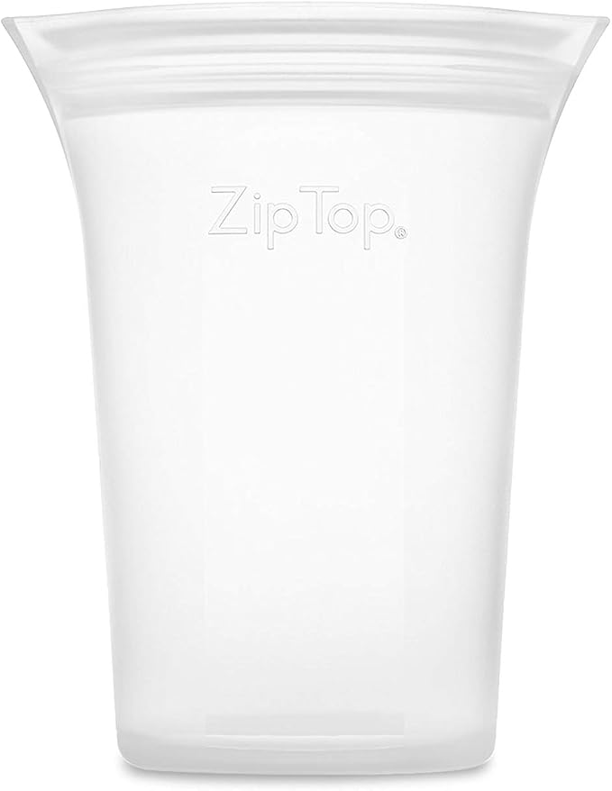 Zip Top Reusable Food Storage Bags | Small Cup [Frost] | Silicone Meal Prep Container | Microwave, Dishwasher and Freezer Safe | Made in the USA